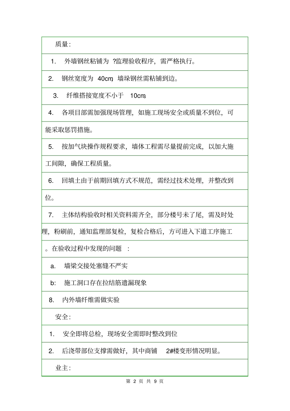 土建监理例会会议纪要范文会议纪要_第2页