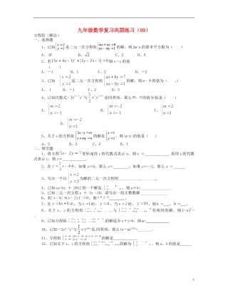 浙江省绍兴地区2013届中考数学复习巩固练习(09)(无答案)-新人教版