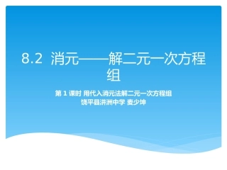8.2用代入消元法解二元一次方程组(1)