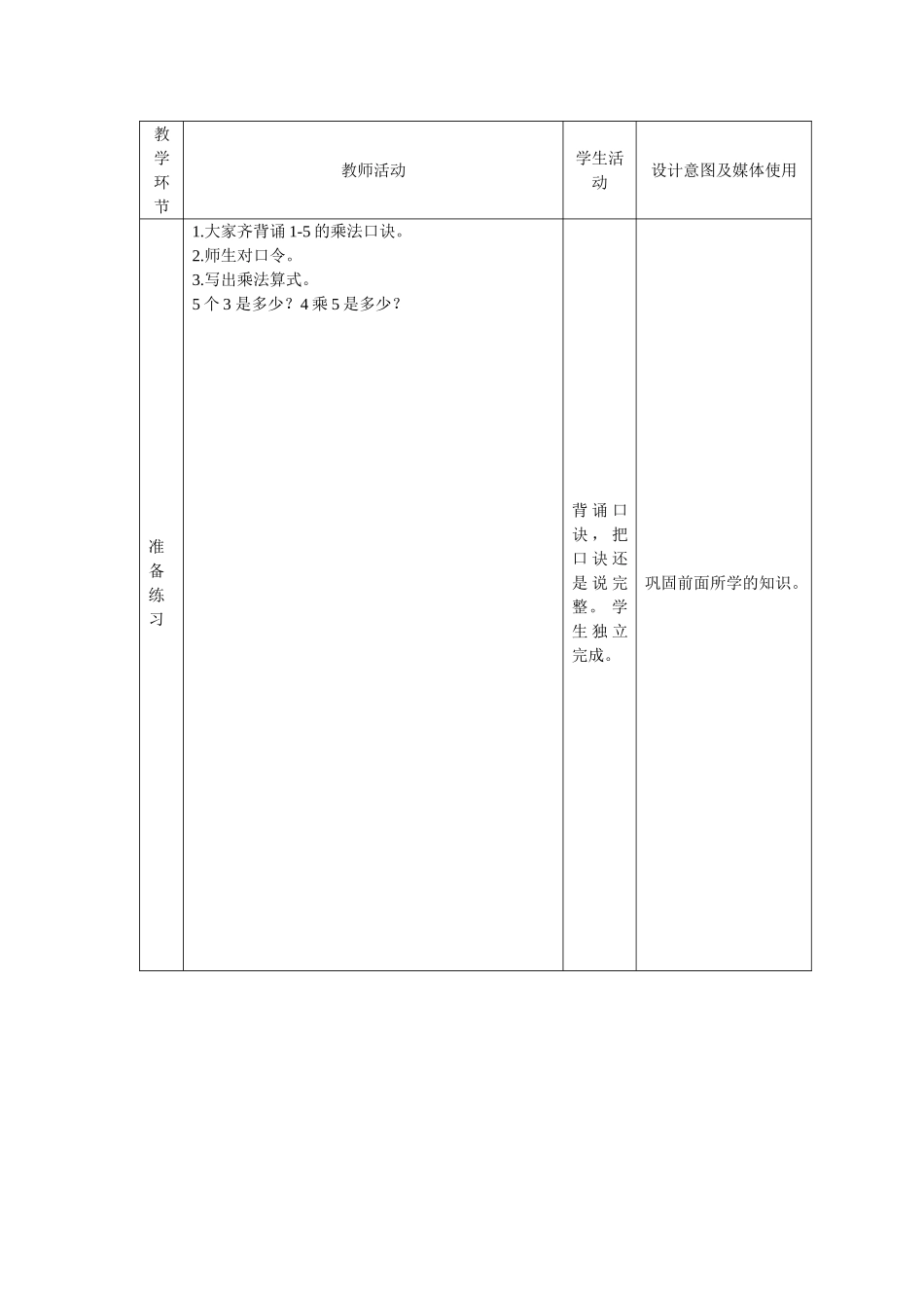 6的乘法口诀教学设计方案_第2页