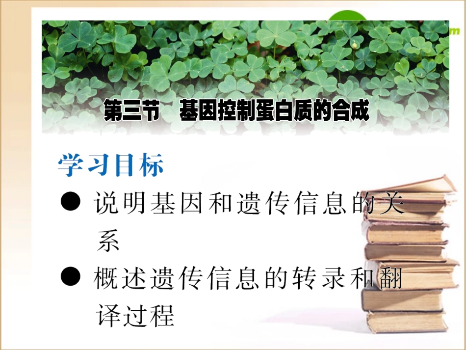 高中生物基因控制蛋白质的合成课件苏教版必修2_第1页