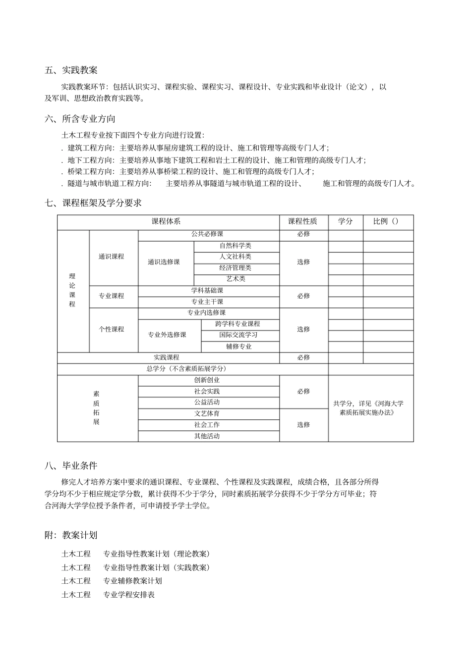土木工程专业本科培养方案_第2页