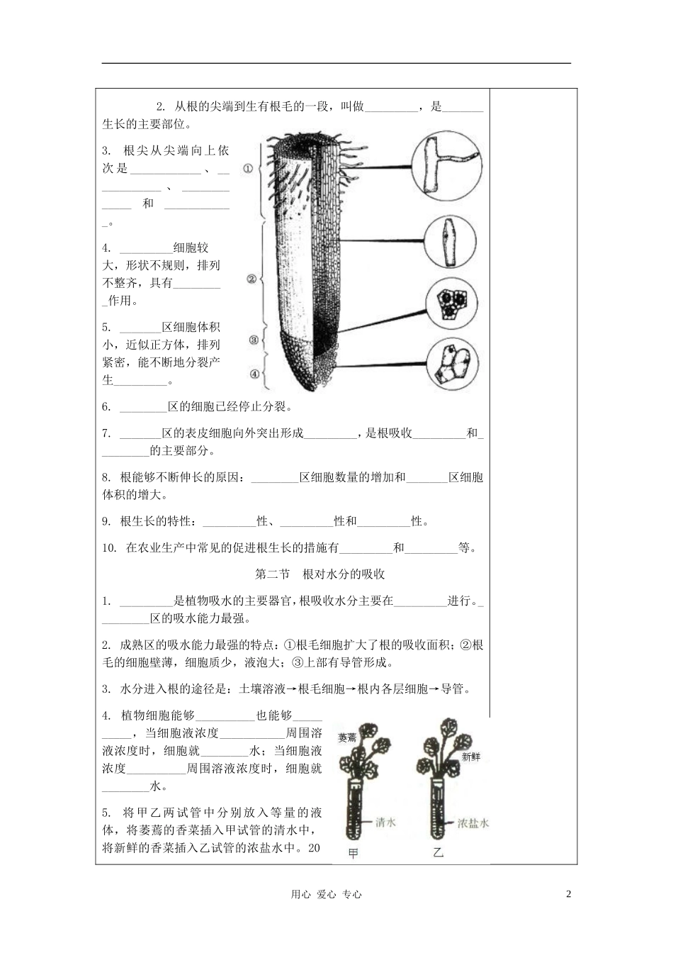 河北省定州市兴华西路中学八年级生物上册-期末总复习系列-01《植物》学讲稿(无答案)-冀教版_第2页