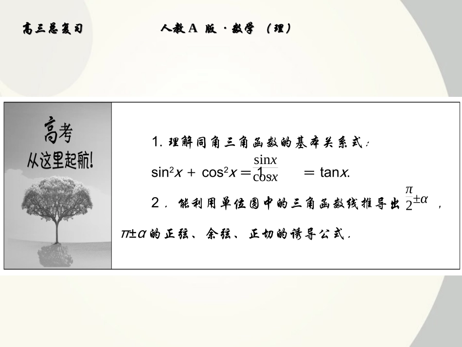 【全套解析】2012高三数学一轮复习-3-2-同角三角函数的基本关系与诱导公式课件-(理)-新人教A版_第2页