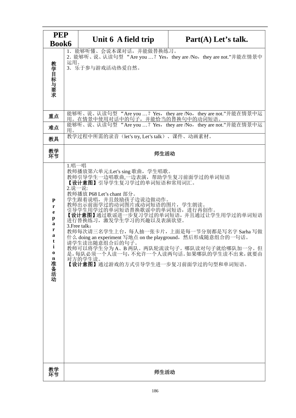 Unit6AfieldtripALet'stalk教学设计及练习题_第1页