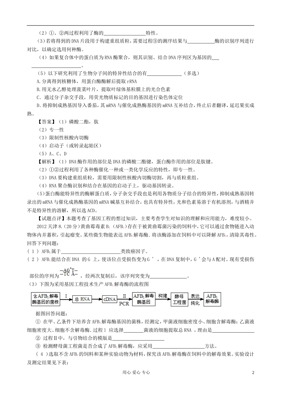 【07-12】6年高考生物真题按知识点分类汇编-基因工程的原理及技术_第2页