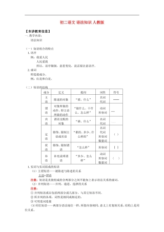 八年级语文-语法知识-人教版