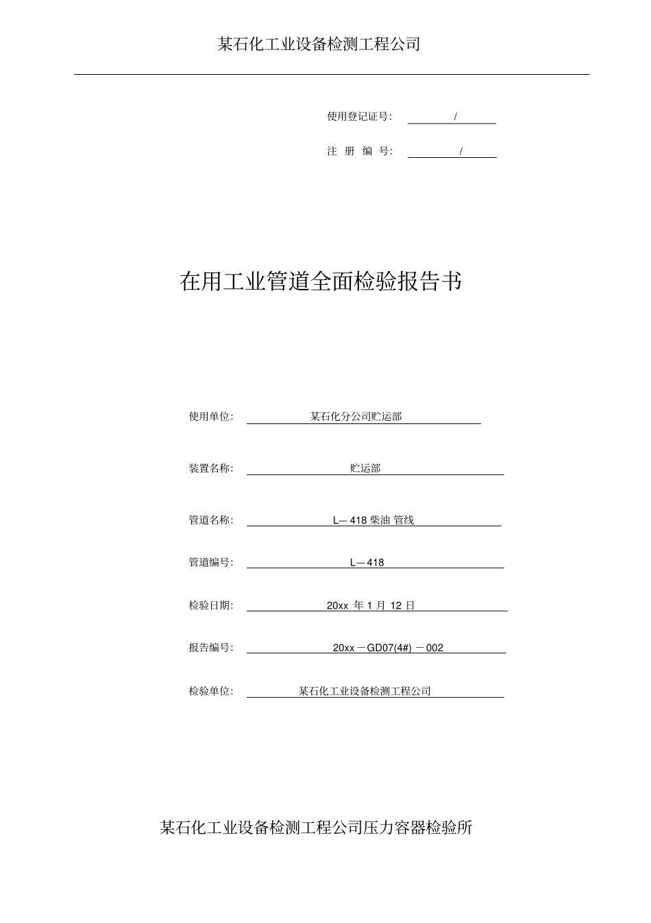在用工业管道全面检验报告书_第1页