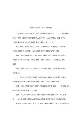 在金银花产业链工作会上的讲话