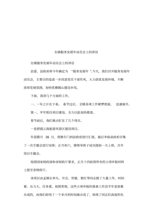 在镇服务发展年动员会上的讲话