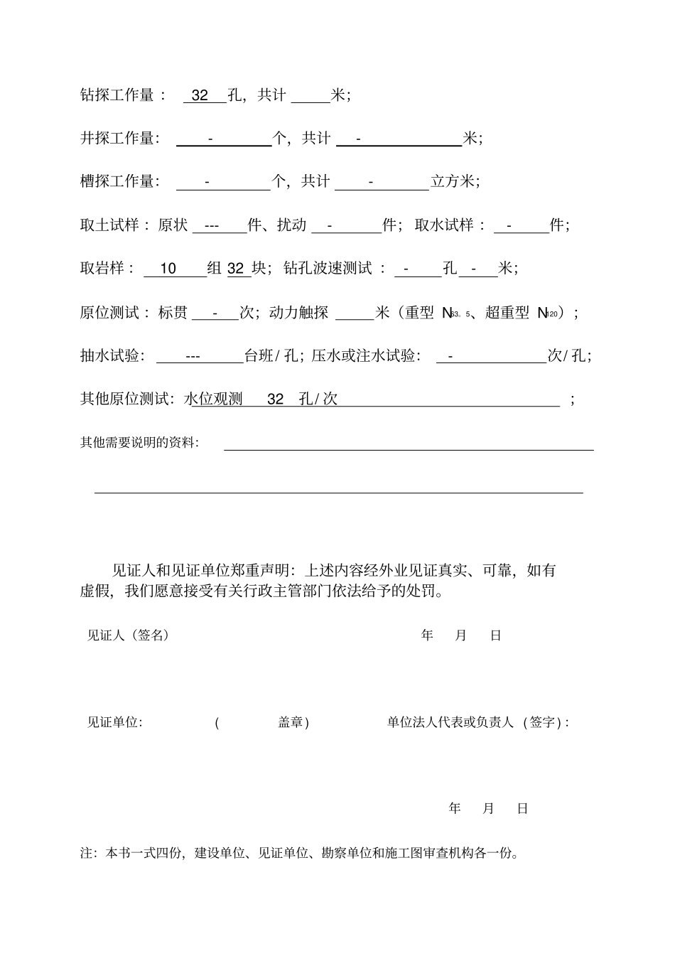 地勘报告外业见证书_第2页