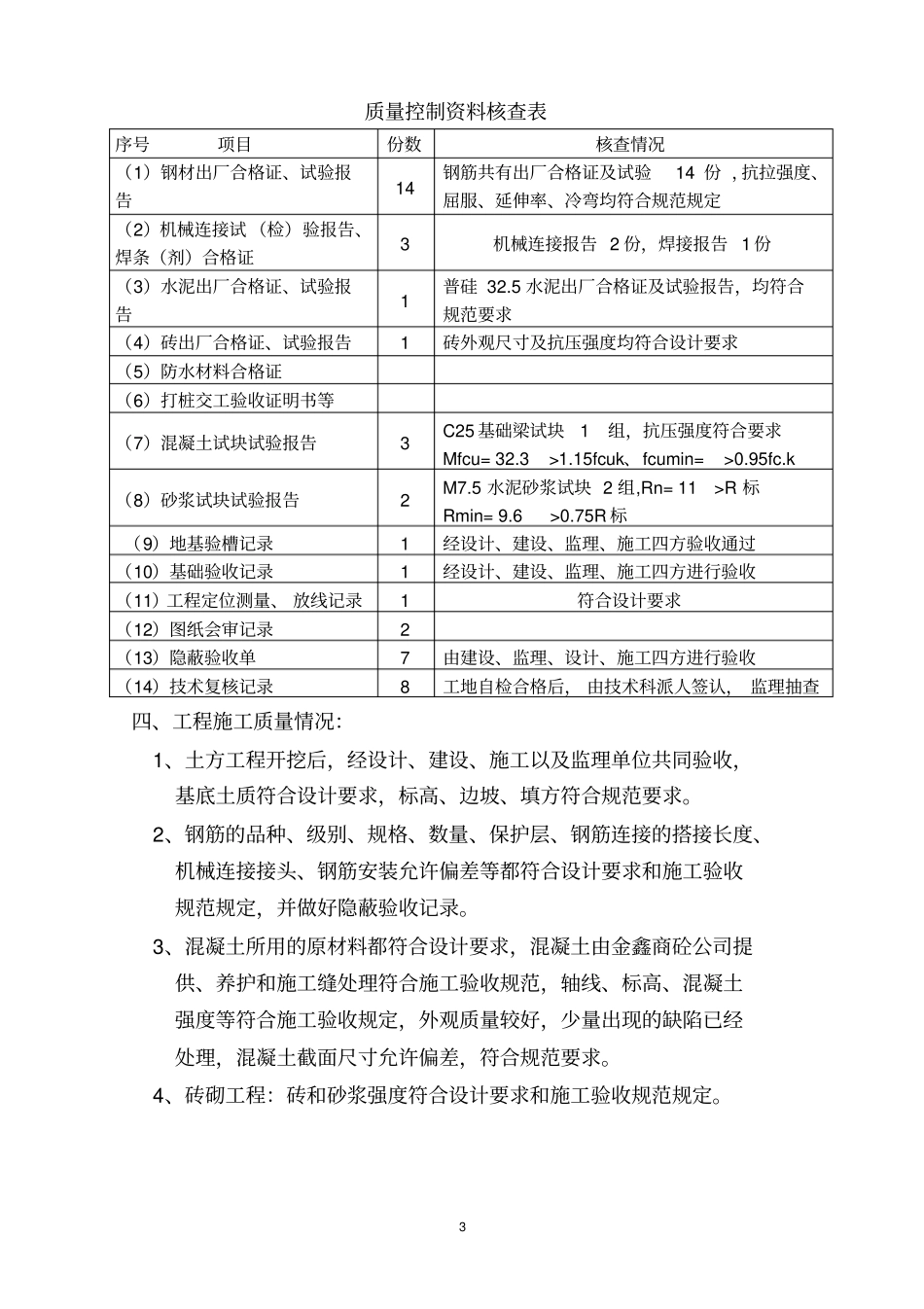 地基与基础分部工程质量监理评价报告_第3页