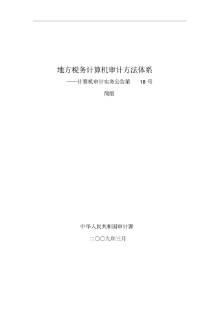 地方税务计算机审计方法体系