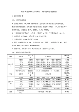 地源热泵与水冷螺杆+燃气锅炉运行费用比较
