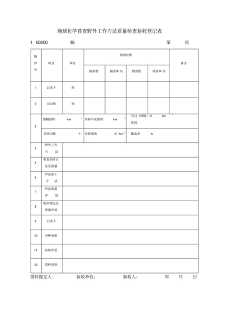 地球化学普查野外工作方法及质量检查表格剖析