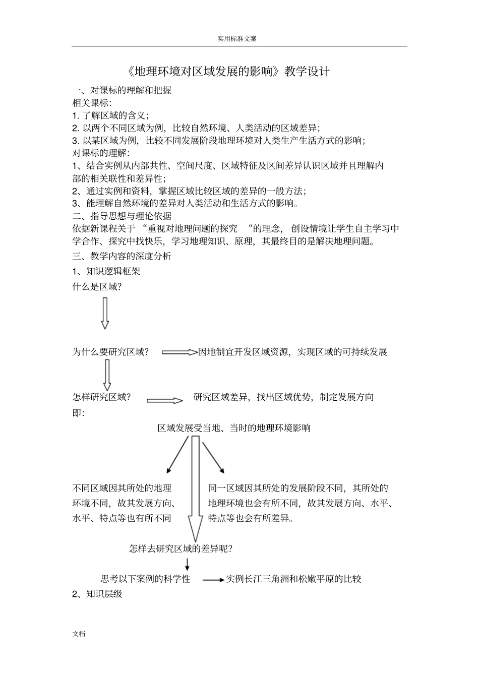 地理环境对区域发展地影响教学设计课题_第1页
