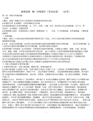 地理选修VI环境保护考试必看必考剖析