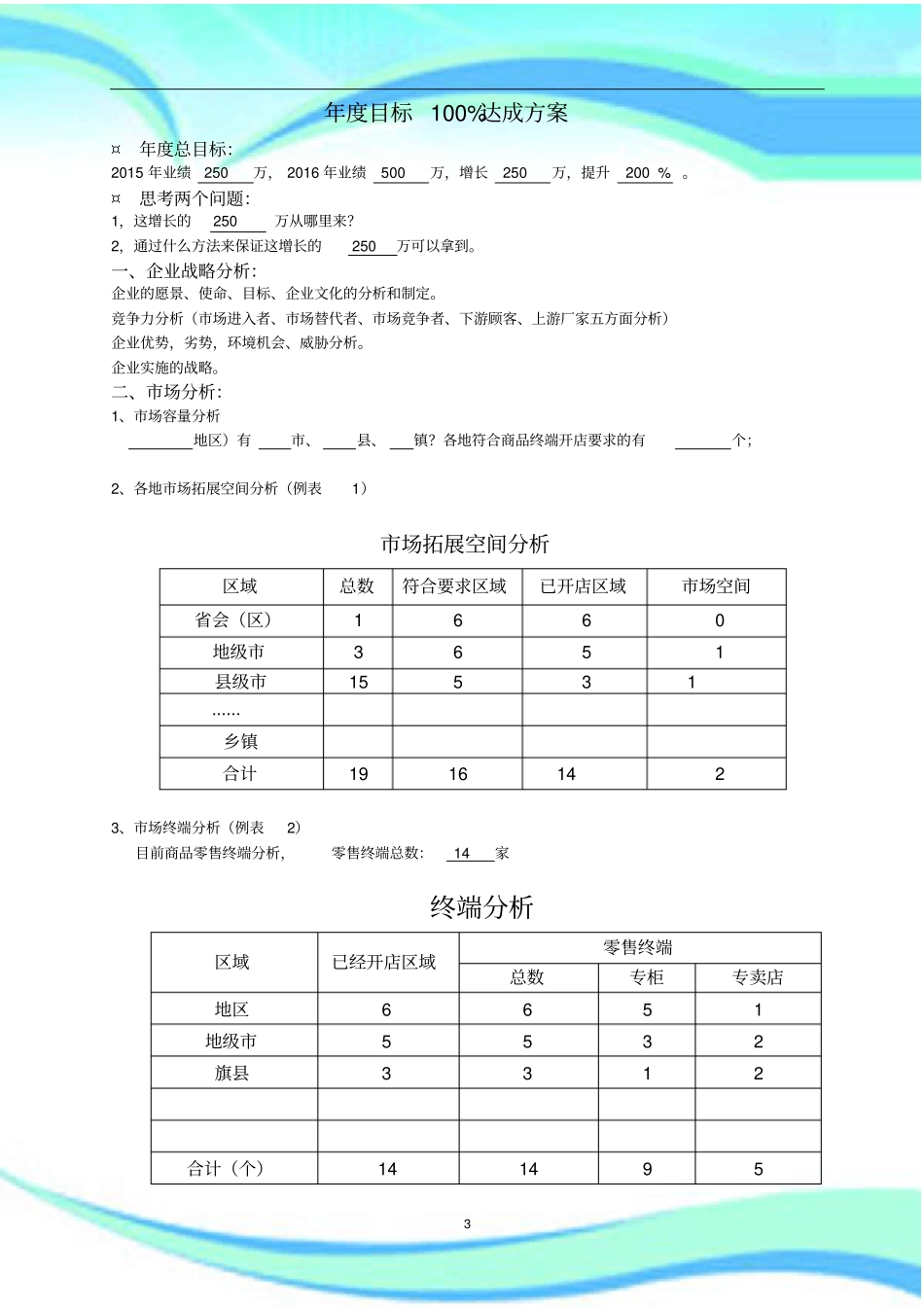 场业绩目标%分解表_第3页