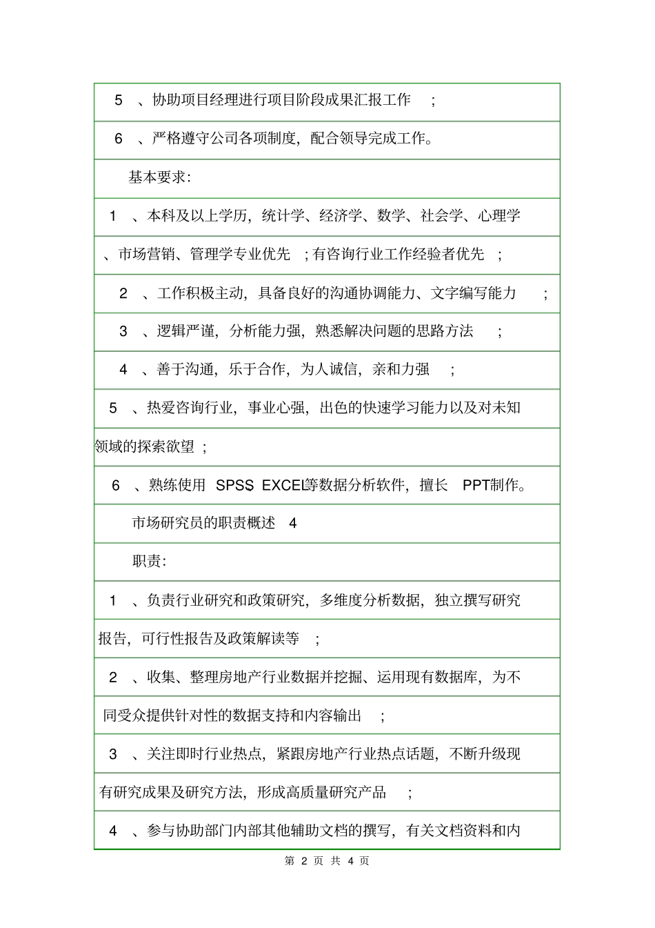 场研究员的职责概述岗位职责_第2页