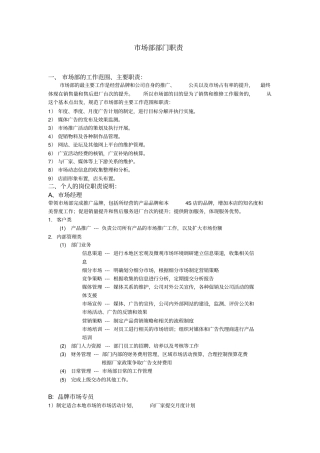 场部工作职责及绩效考核