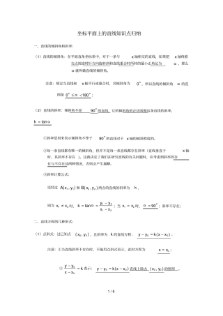 坐标平面上直线知识点归纳