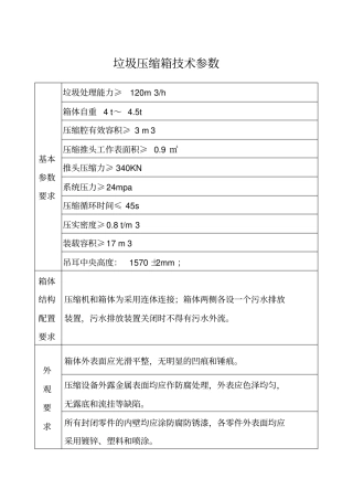垃圾压缩箱技术参数
