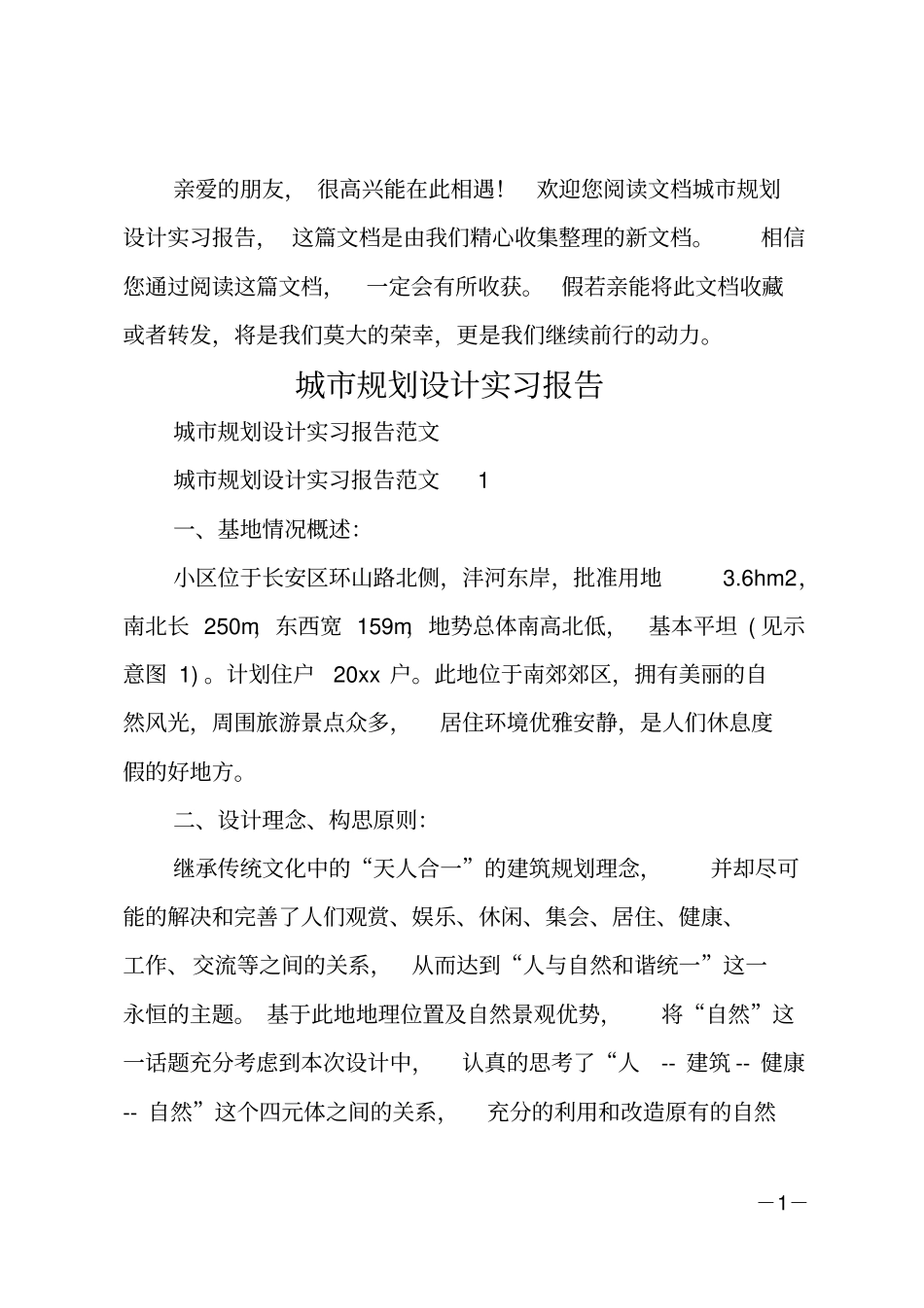 城规划设计实习报告_第1页