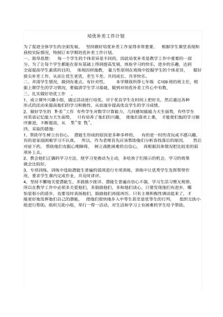 培优补差工作计划