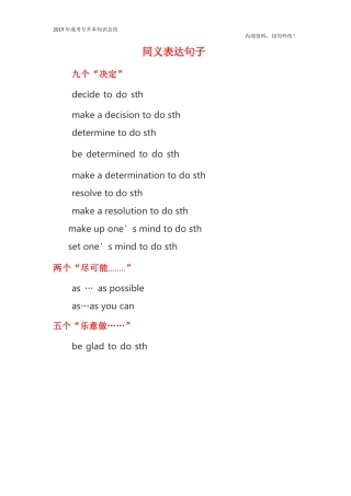 专升本法学类《英语》同义词表达句子