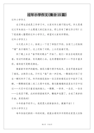 过年小学作文(集合15篇)