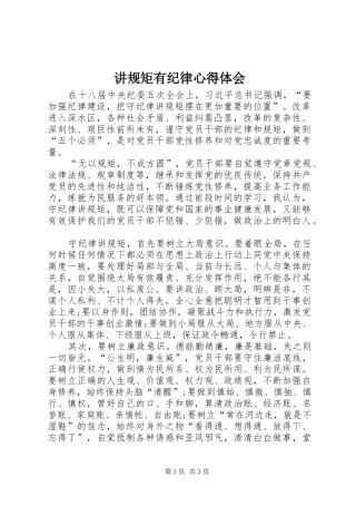 讲规矩有纪律体会心得