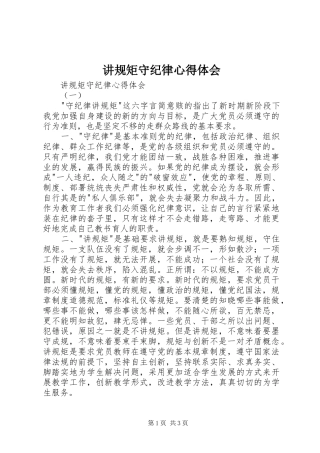 讲规矩守纪律体会心得