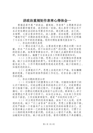讲政治重规矩作表率体会心得一