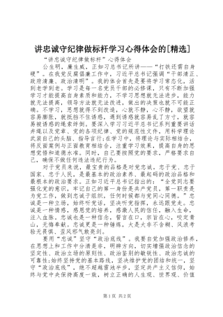 讲忠诚守纪律做标杆学习体会心得的[精选]