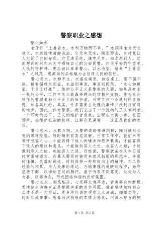 警察职业之感想