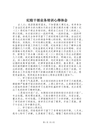 纪检干部业务培训体会心得