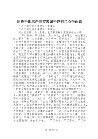纪检干部三严三实忠诚干净担当心得两篇