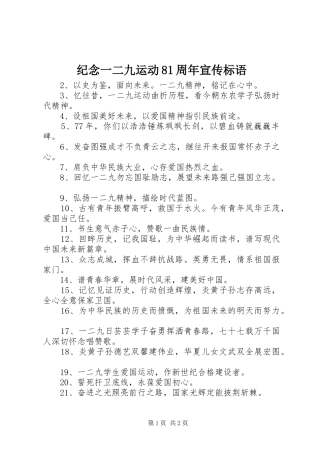 纪念一二九运动81周年宣传标语