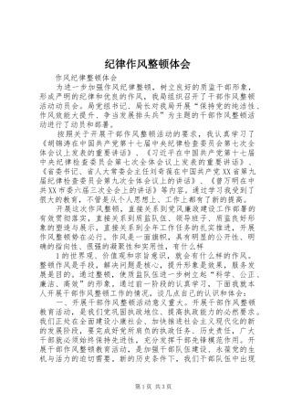 纪律作风整顿体会