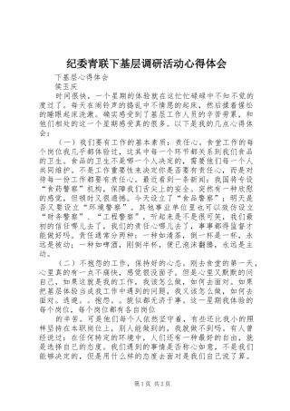 纪委青联下基层调研活动体会心得