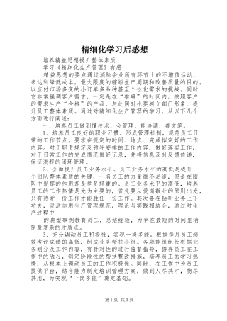 精细化学习后感想
