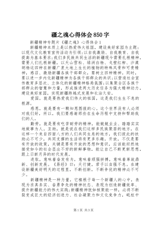 疆之魂体会心得850字