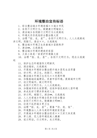 环境整治宣传标语