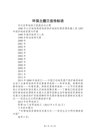 环保主题日宣传标语