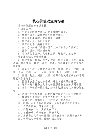 核心价值观宣传标语