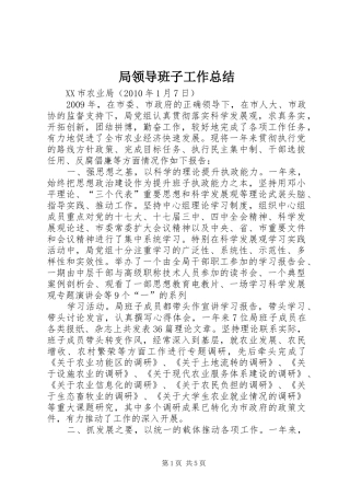 局领导班子工作总结 