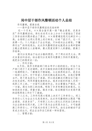 局中层干部作风整顿活动个人总结 