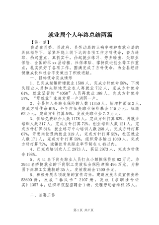 就业局个人年终总结两篇 
