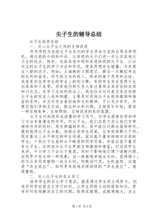 尖子生的辅导总结 