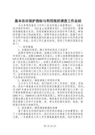 基本农田保护指标与利用现状调查工作总结 